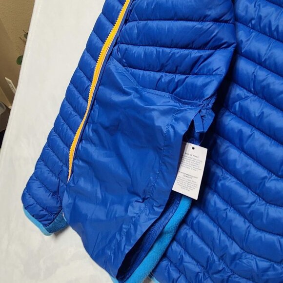 Lands End Primaloft Hybrid Blue Packable Puffer Yellow Zipper Mens Size L 42-44 - Picture 13 of 14